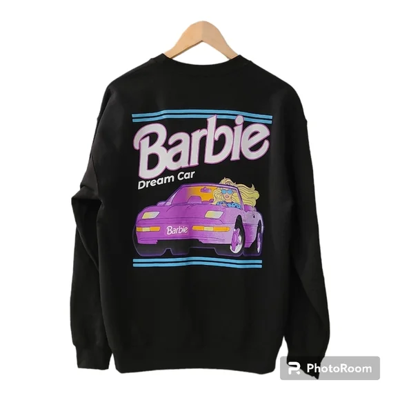 Barbie Dream Car Sweatshirt Black Size M Barbie Movie Purple Corvette - Picture 5 of 10